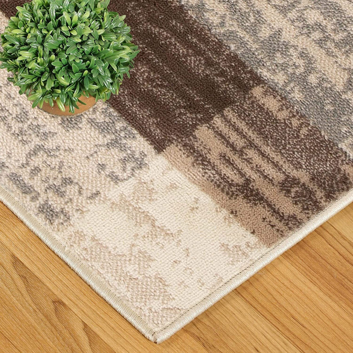 11' Slate Patchwork Power Loom Stain Resistant Runner Rug