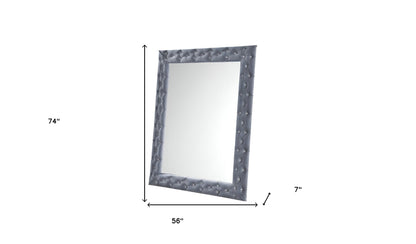 74" Gray Velvet Accent Mirror