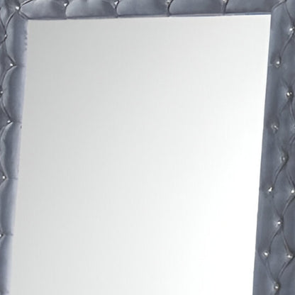 74" Gray Velvet Accent Mirror