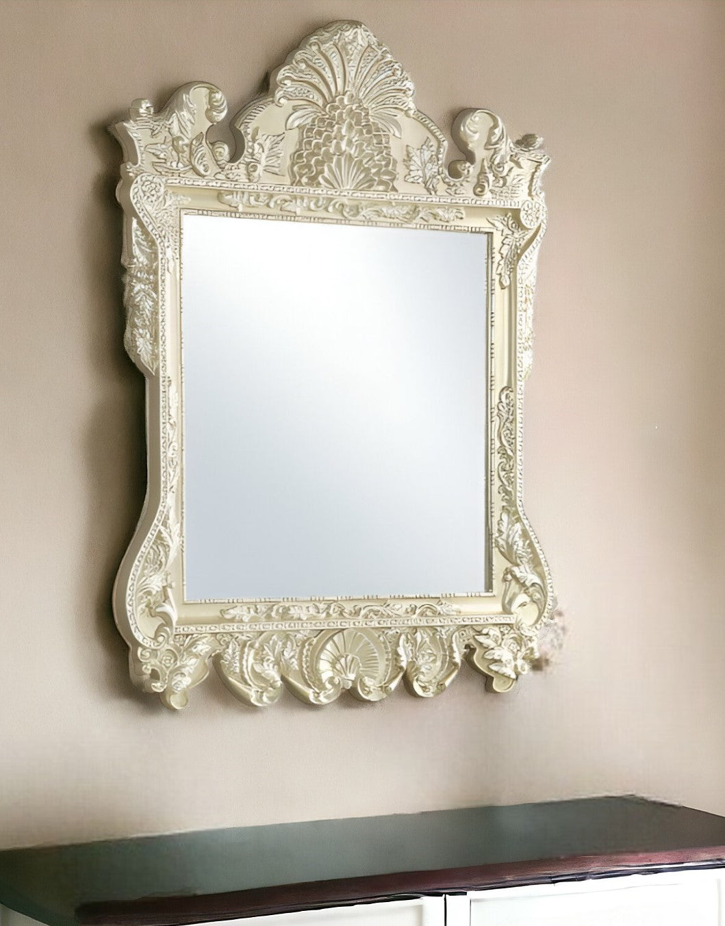 61" Champagne Silver Finish Irregular Dresser Mirror