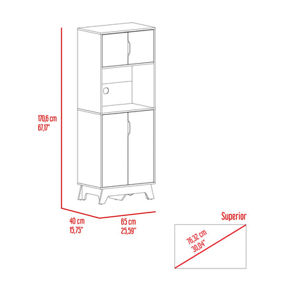 25.59" X 15.75" X 67.17" Light Oak / White Particle board Brussel Microwave Pantry Cabinet