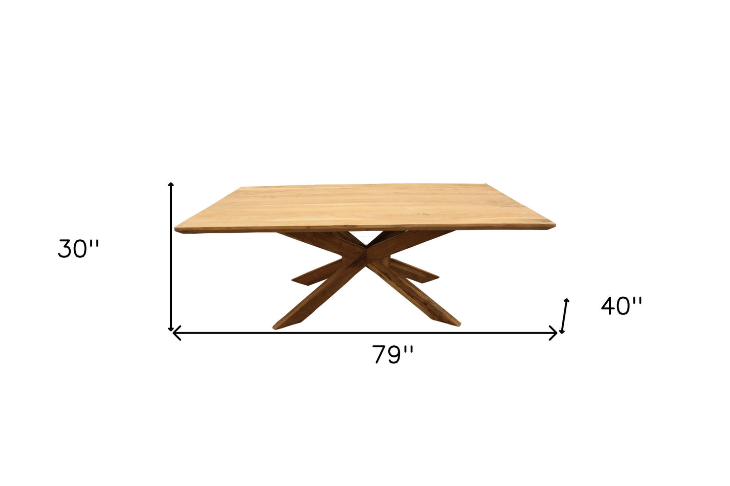 79" Natural Solid Wood Pedestal Base Dining Table