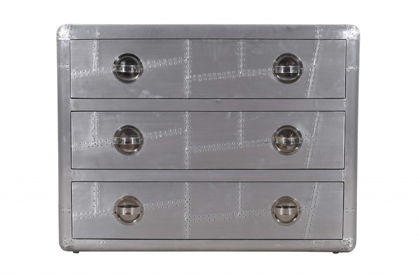 42" Silver Aluminum Three Drawer Dresser