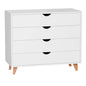 35" White Solid Wood Four Drawer Dresser