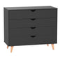 35" Black Solid Wood Four Drawer Dresser