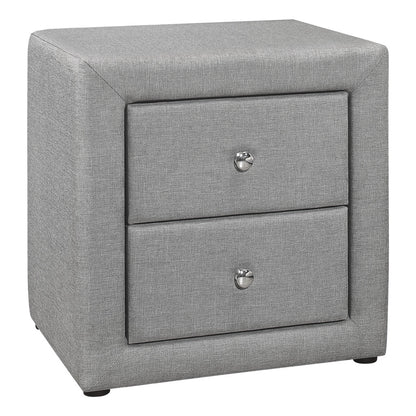 21" Gray Linen Blend Two Drawer Nightstand