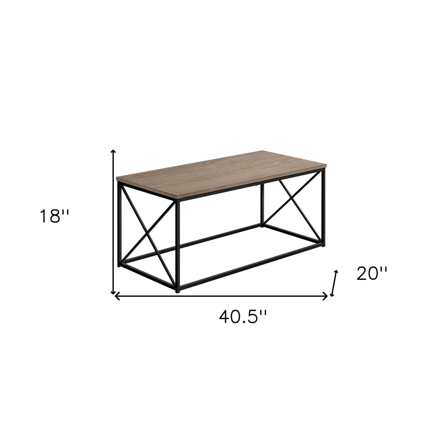 41" Taupe And Black Metal Coffee Table