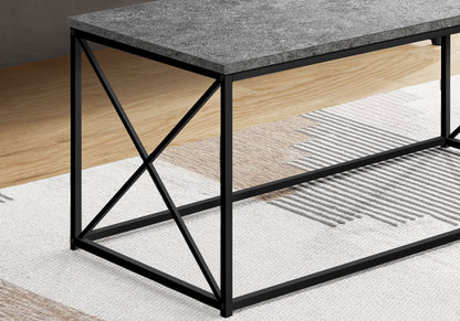 41" Gray And Black Metal Coffee Table