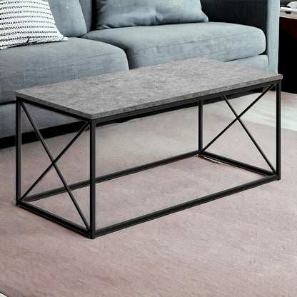 41" Gray And Black Metal Coffee Table