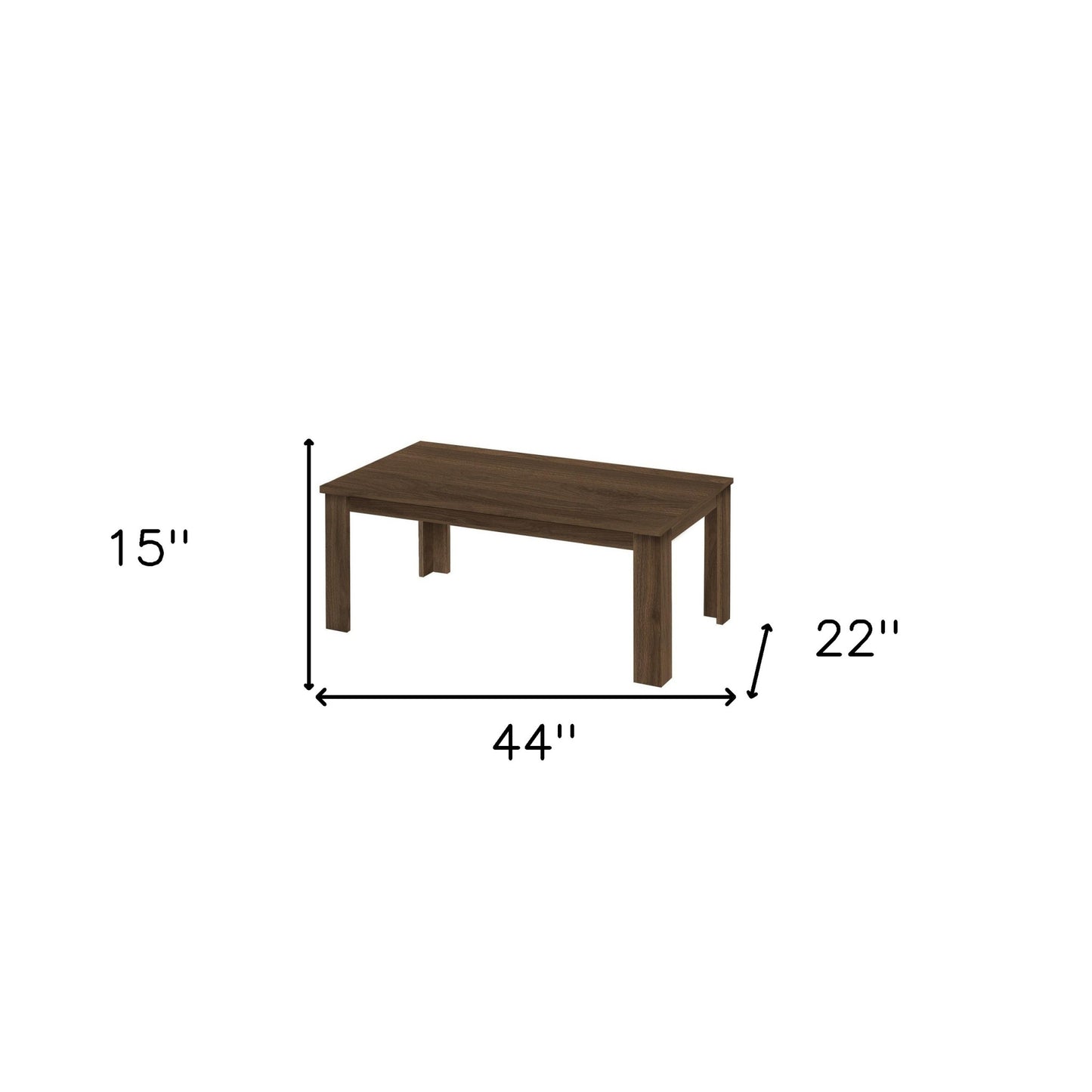 Set of Three 44" Dark Brown Coffee Table