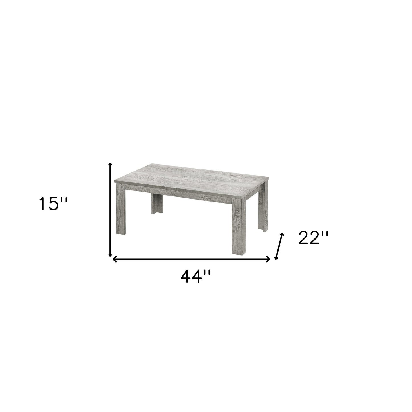 Set of Three 44" Gray Coffee Table