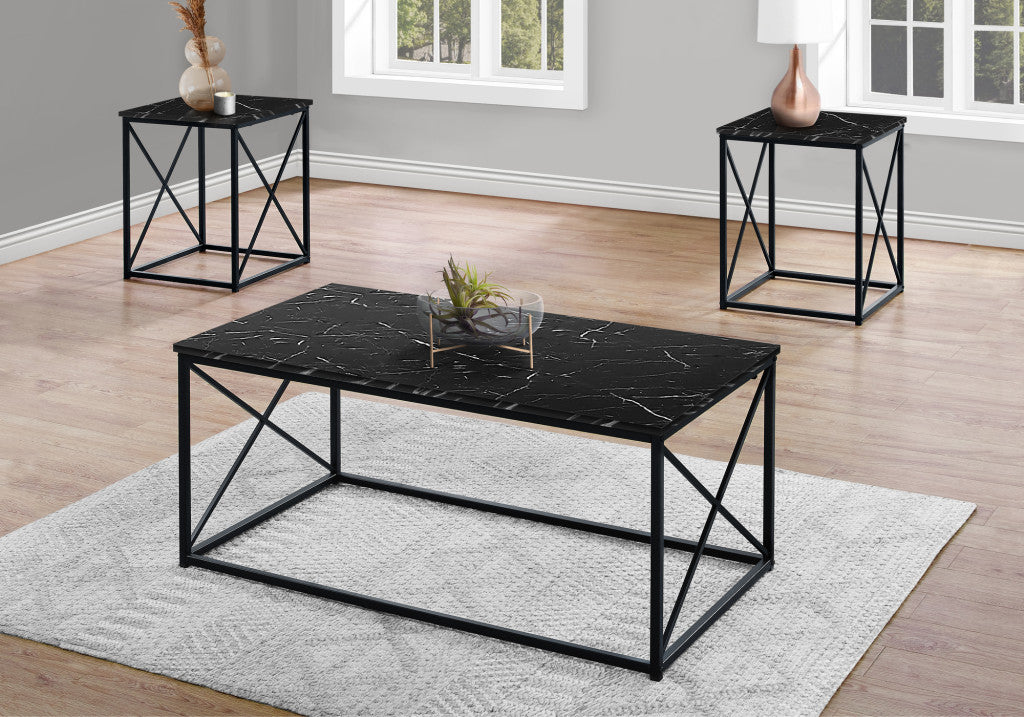 Set of Three 42" Black Metal Coffee Table