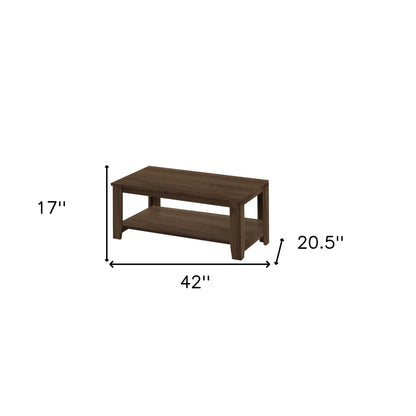 Set of Three 42" Dark Brown Coffee Table With Three Shelves