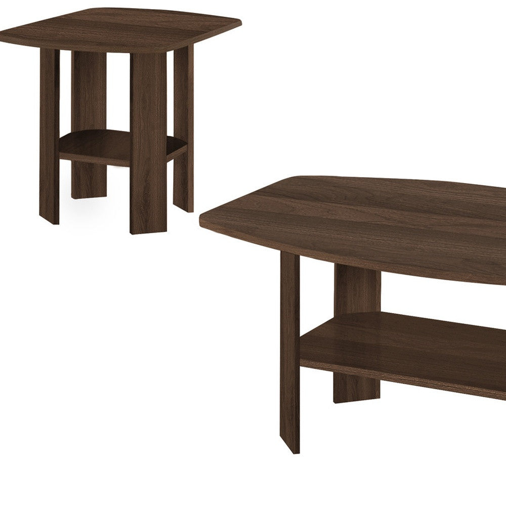 Set of Three 36" Espresso Coffee Table With Three Shelves