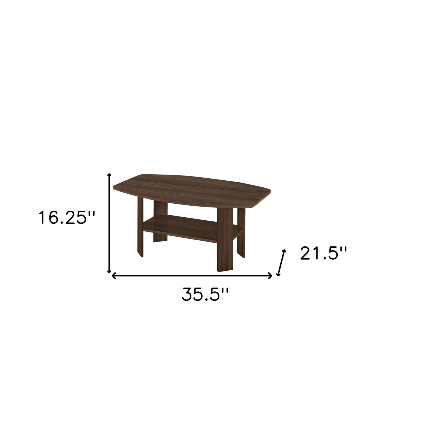 Set of Three 36" Espresso Coffee Table With Three Shelves