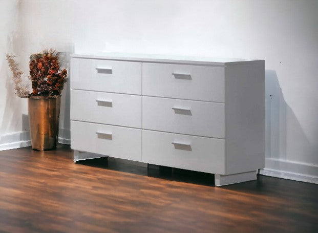 63" White Six Drawer Double Dresser