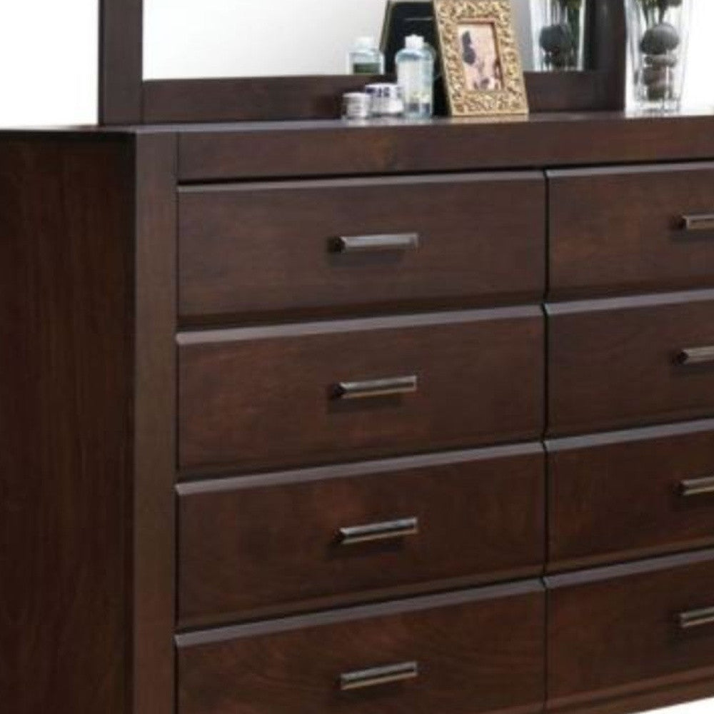 59" Brown Solid and Manufactured Wood Eight Drawer Double Dresser