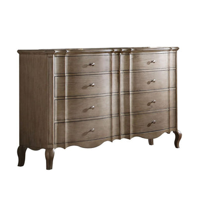 64" Taupe Solid and Manufactured Wood Eight Drawer Double Dresser