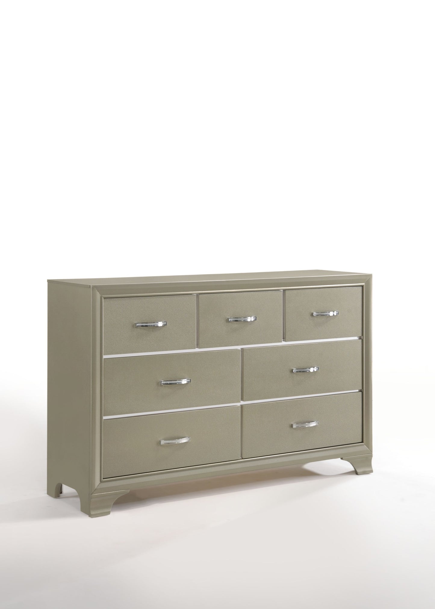 58" Champagne Solid and Manufactured Wood Seven Drawer Triple Dresser