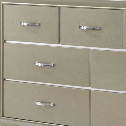 58" Champagne Solid and Manufactured Wood Seven Drawer Triple Dresser