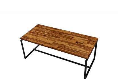 47" Black And Oak Pvc Veneer Rectangular Coffee Table