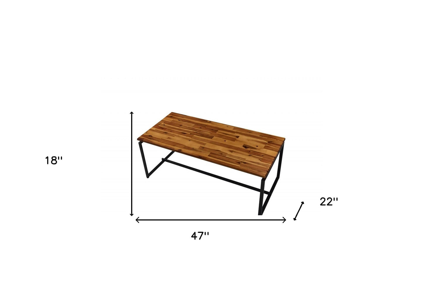 47" Black And Oak Pvc Veneer Rectangular Coffee Table