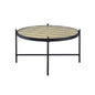 35" Black And Gold Glass And Manufactured Wood Round Coffee Table