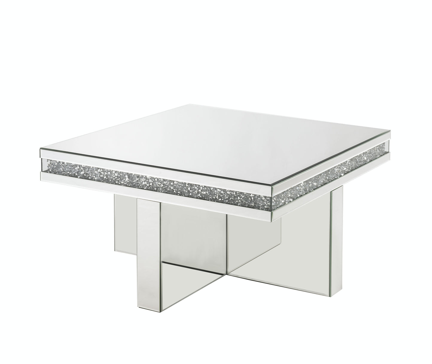 32" Silver Glass Mirrored Coffee Table