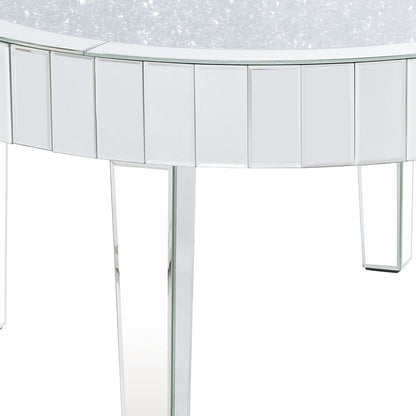 32" Clear And Silver Glass Round Mirrored Coffee Table