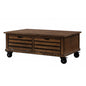 48" Oak Solid And Manufactured Wood And Metal Coffee Table