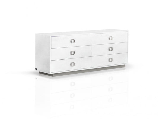 63" White Solid And Manufactured Wood Six Drawer Dresser