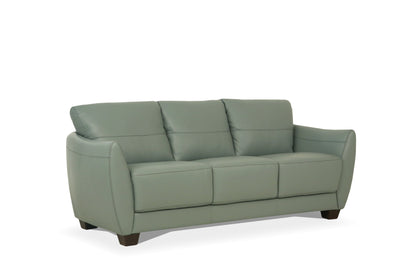 79" Tea Green Leather Sofa With Black Legs