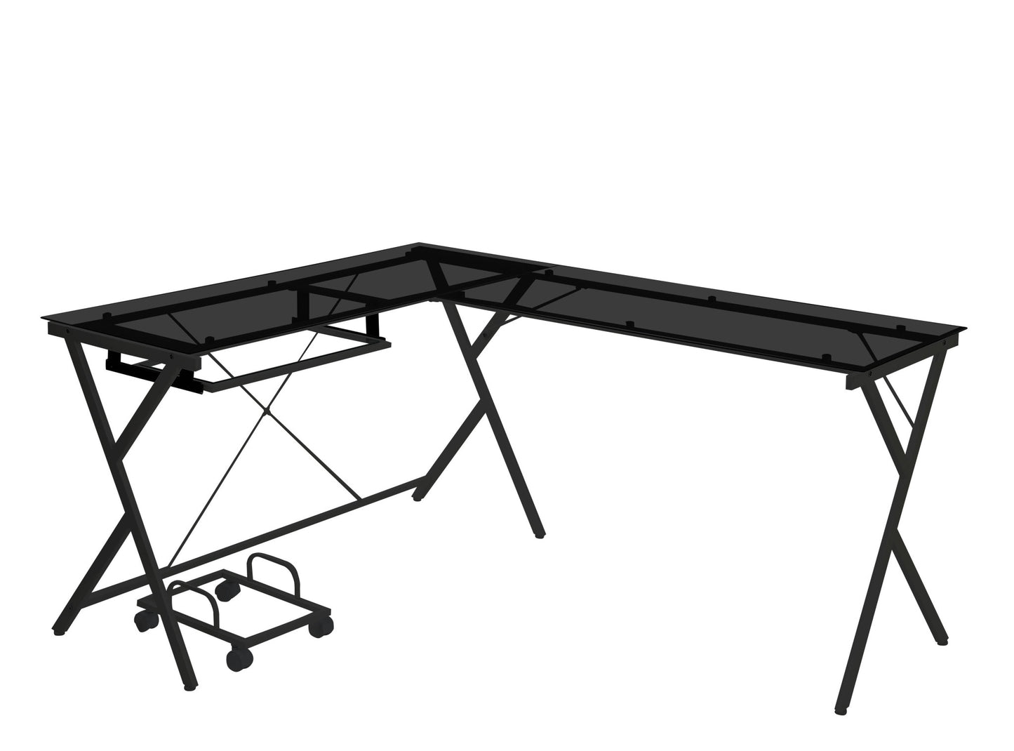 62" Black Glass L Shape Computer Desk