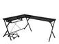 62" Black Glass L Shape Computer Desk