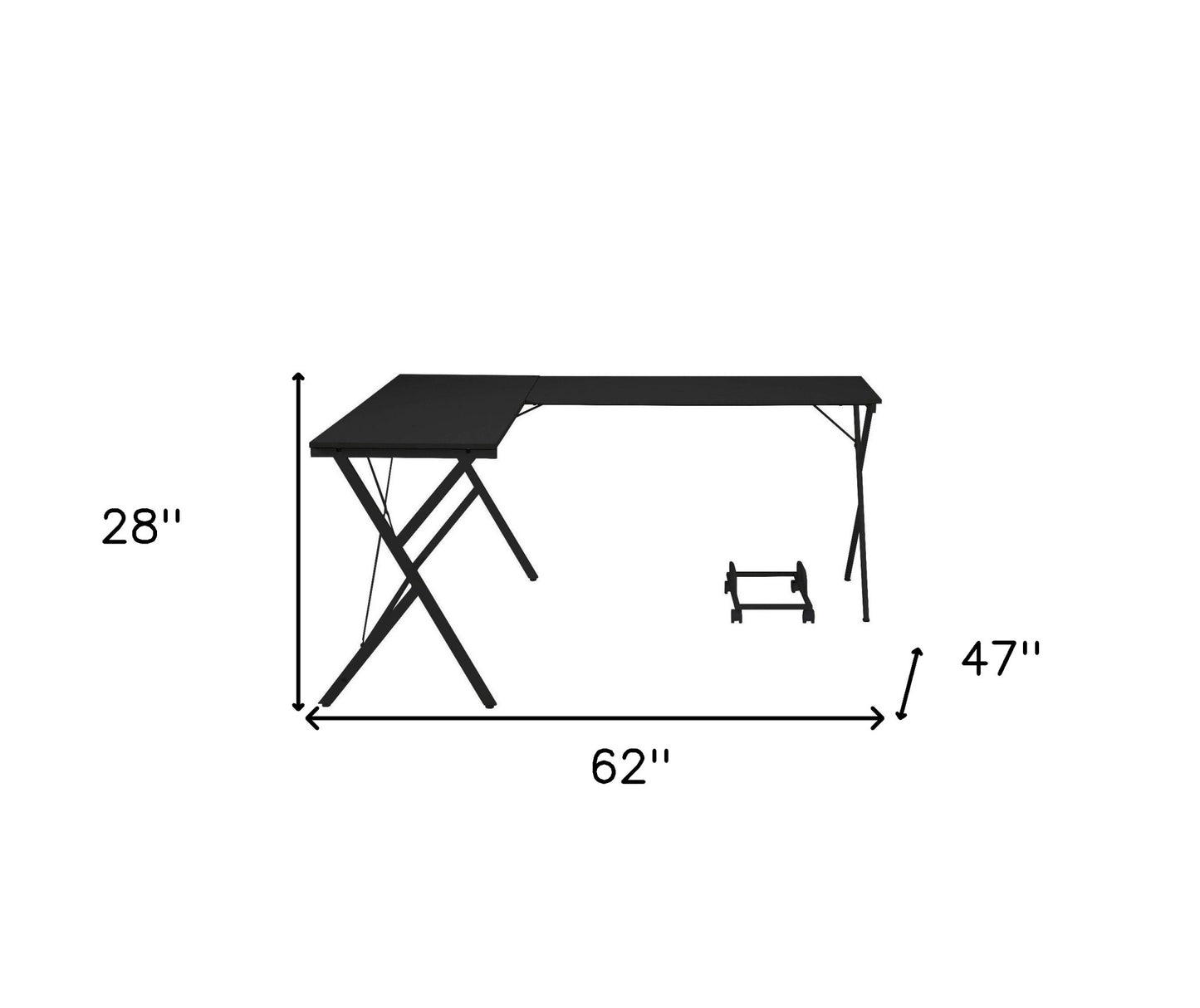 62" Black L Shape Computer Desk