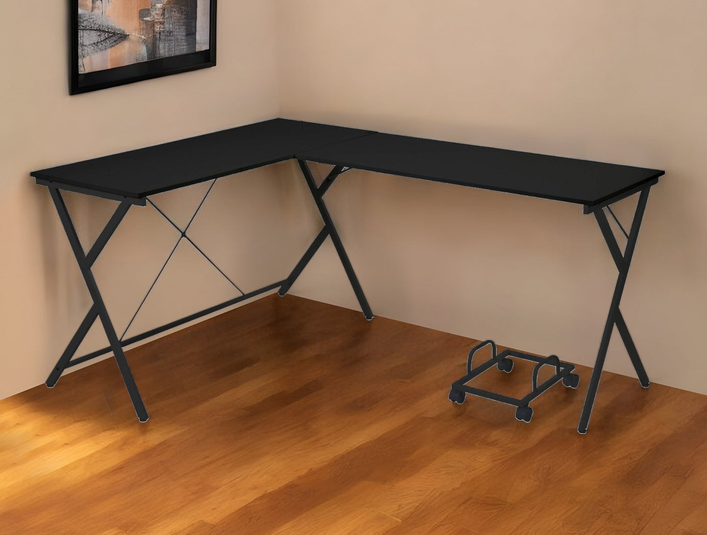 62" Black L Shape Computer Desk