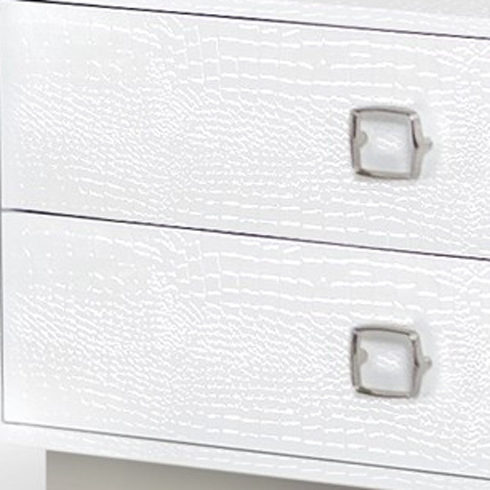 19" White Two Drawer Nightstand