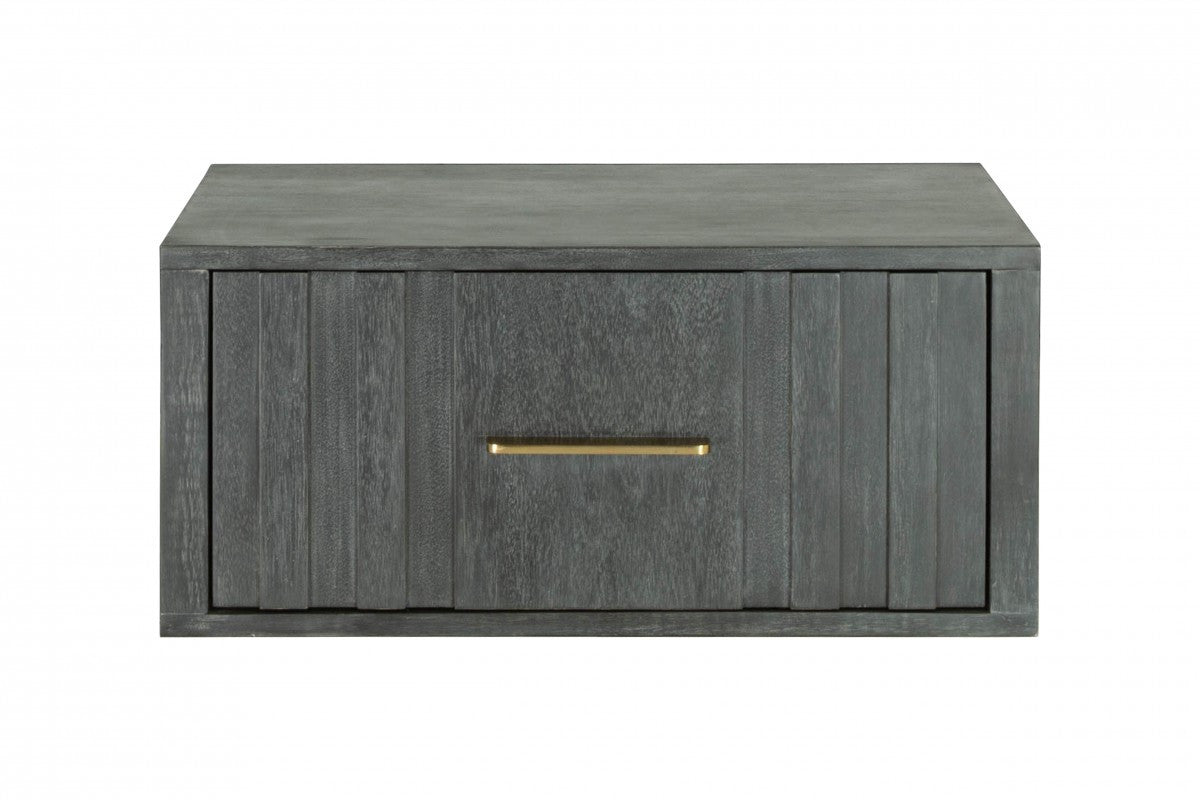 12" Gray Low One Drawer Nightstand