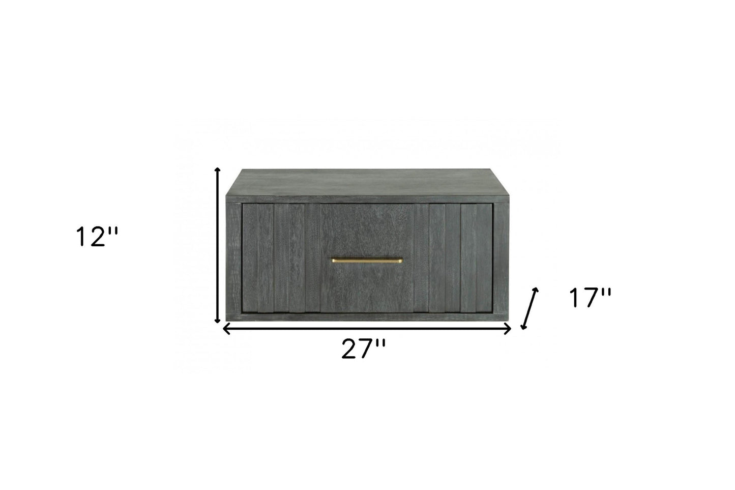 12" Gray Low One Drawer Nightstand