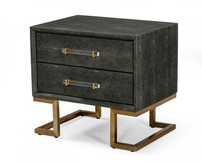 22" Gray Shagreen Two Drawer Nightstand