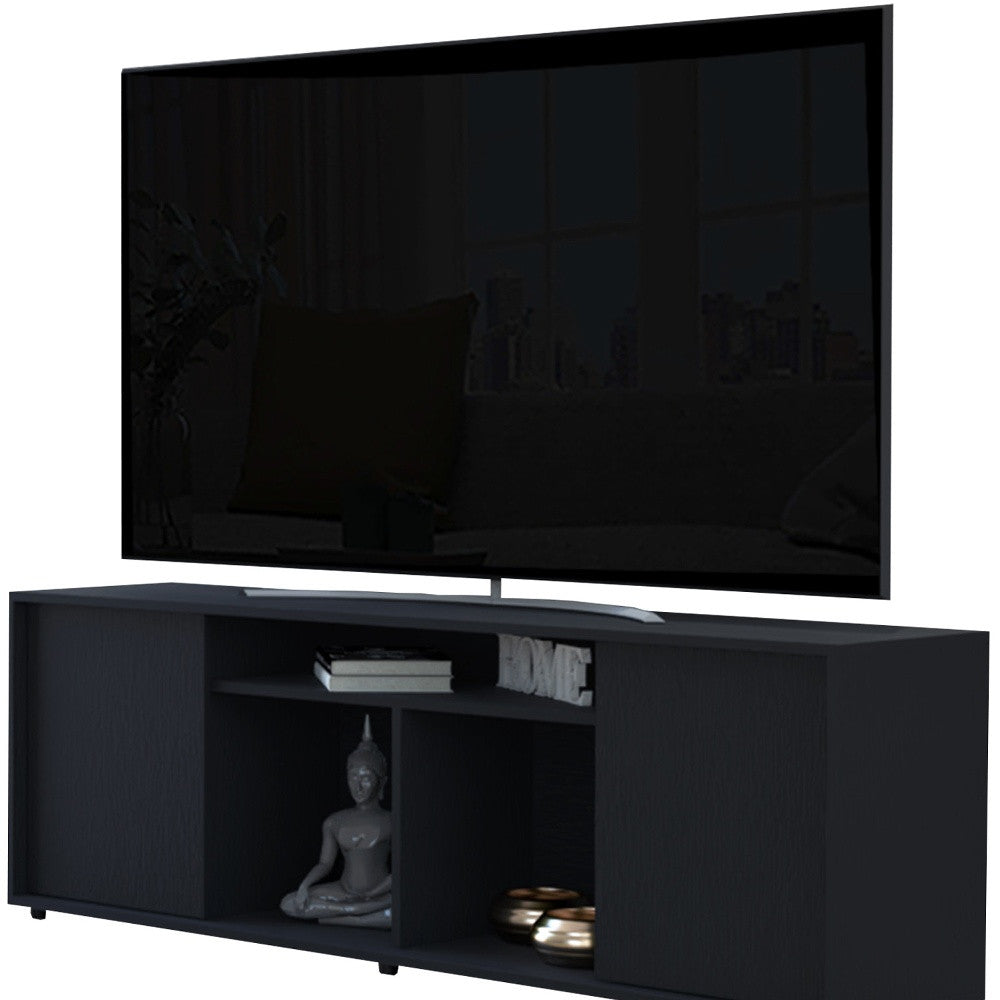 59" Black Open shelving TV Stand