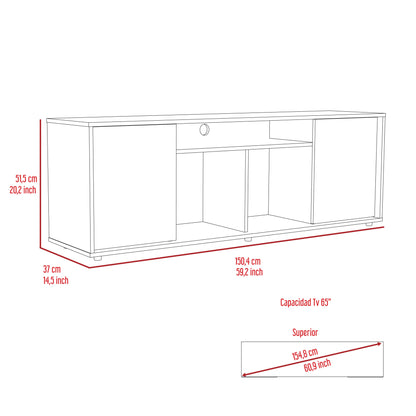 59" Black Open shelving TV Stand