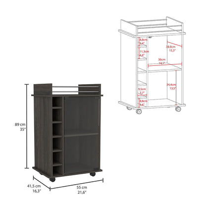 22" Brown and Black Open shelving TV Stand