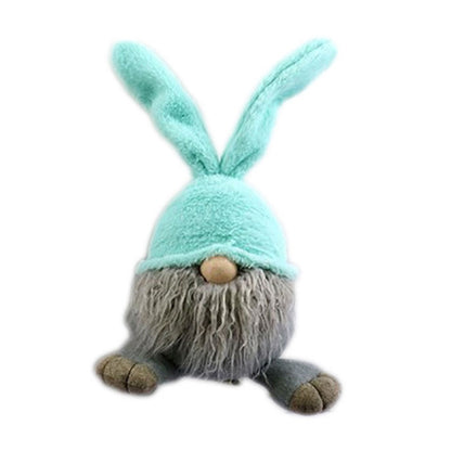 19" Blue and Gray Fabric Bunny Ears Standing Gnome