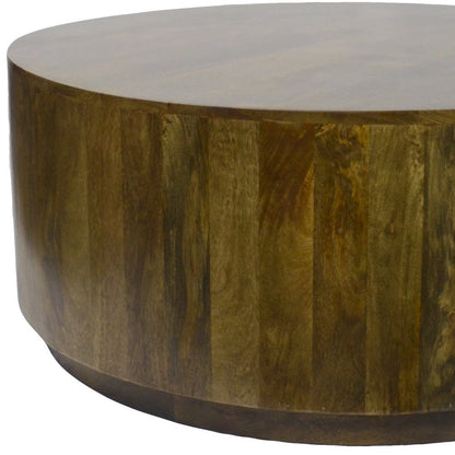 42" Brown Solid Wood Round Coffee Table