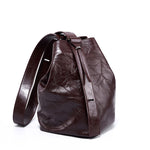 Load image into Gallery viewer, Lazy And Comfortable Pleated Top Layer Cowhide Bucket Bag
