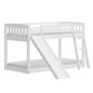 White Twin over Twin Solid Wood Bunk Bed With Slide and Ladder