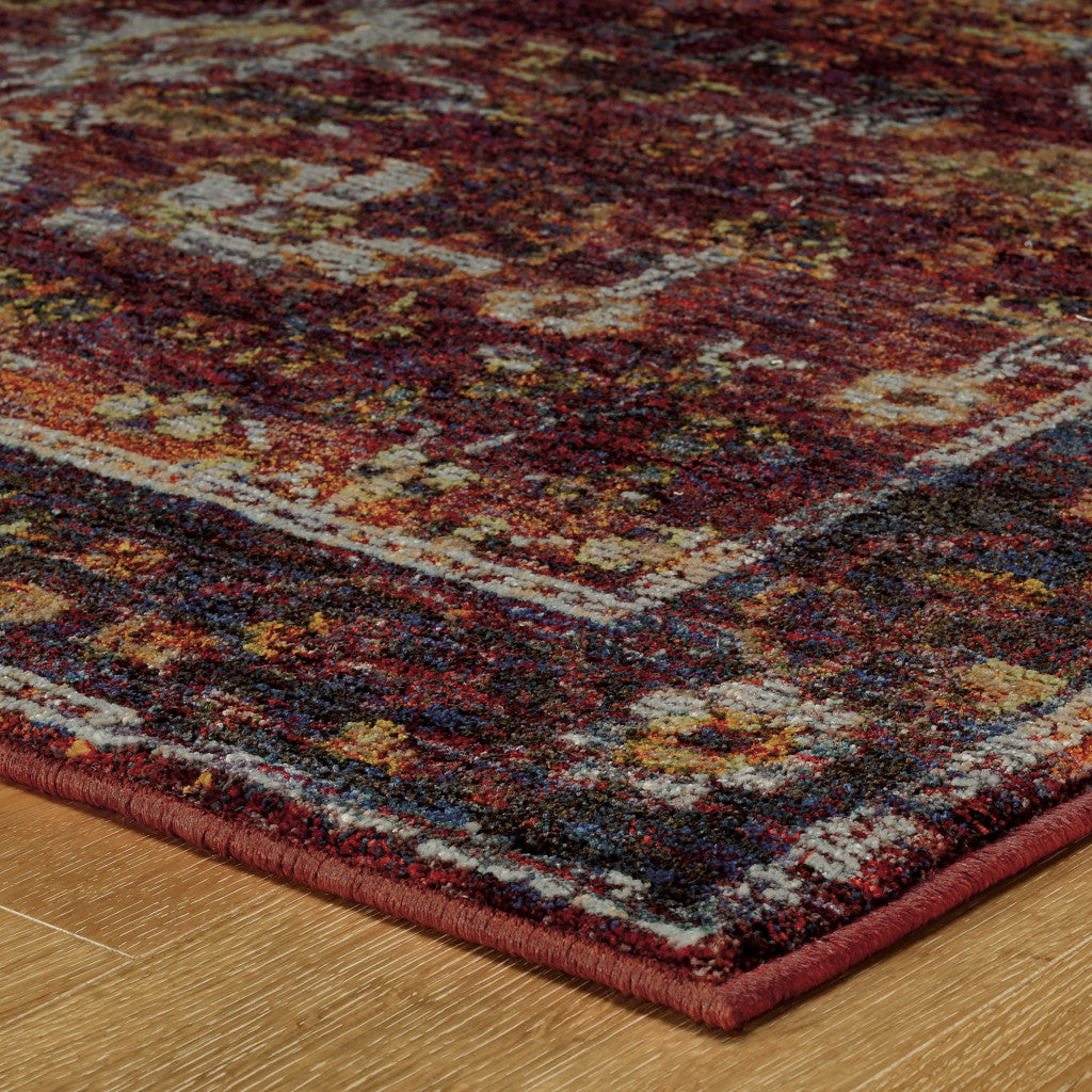 5' X 7' Red Purple Oriental Power Loom Area Rug