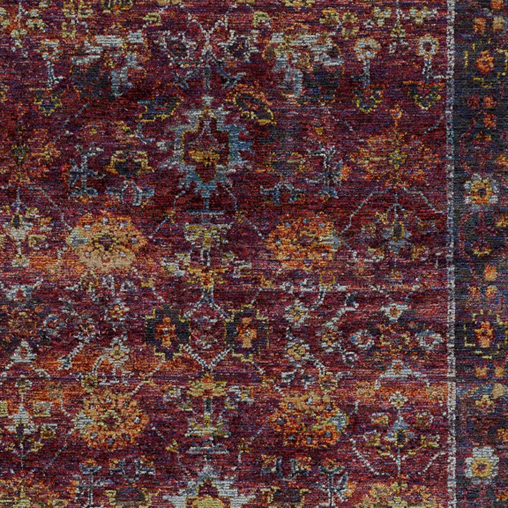 8' X 11' Red Purple Oriental Power Loom Area Rug