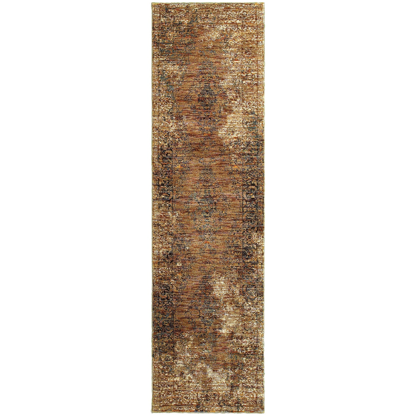 8' Runner Brown Oriental Power Loom Runner Rug